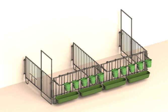 KERBL Modulare Zaunaufstallung Doppelset für 2x3er-Kälbergrupen mit Wandbefestigung